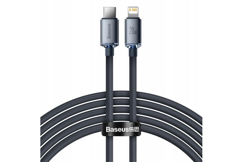Kabel USB-C do Lightning Baseus Crystal Shine, 20W, PD, 2m (czarny)