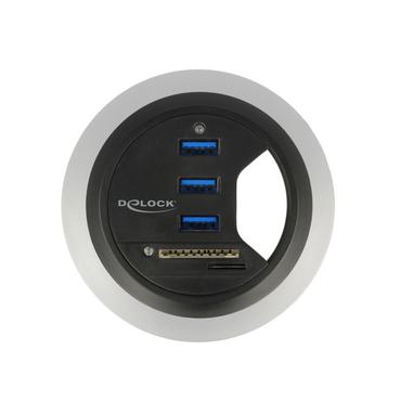 Delock In-Desk Hub 3 Port USB 3.0 + 2 Slot SD Card Reader