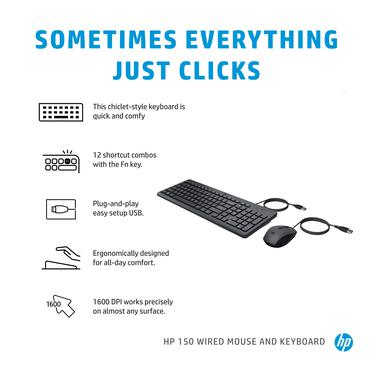 HP 150 Wired Mouse and Keyboar