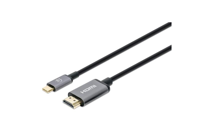 Manhattan 153591 videokabel adapter 1 m HDMI Type A (Standard) USB Type-C Sort, Gr&aring;