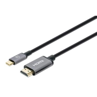Manhattan 153591 videokabel adapter 1 m HDMI Type A (Standard) USB Type-C Sort, Gr&aring;