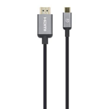 Manhattan 153591 videokabel adapter 1 m HDMI Type A (Standard) USB Type-C Sort, Gr&aring;