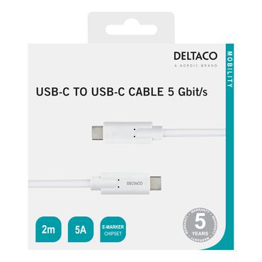 DELTACO - USB typ C-kabel - 24 pin USB-C till 24 pin USB-C - 2 m