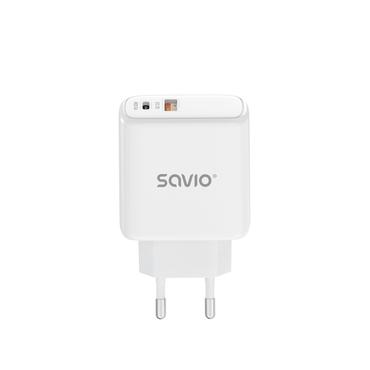 Savio LA-06 USB Type A & C Quick Charge Power Delivery 3.0 Indoor Tablet, Telefon Hvid Vekselstrøm Hurtig opladning Indendørs