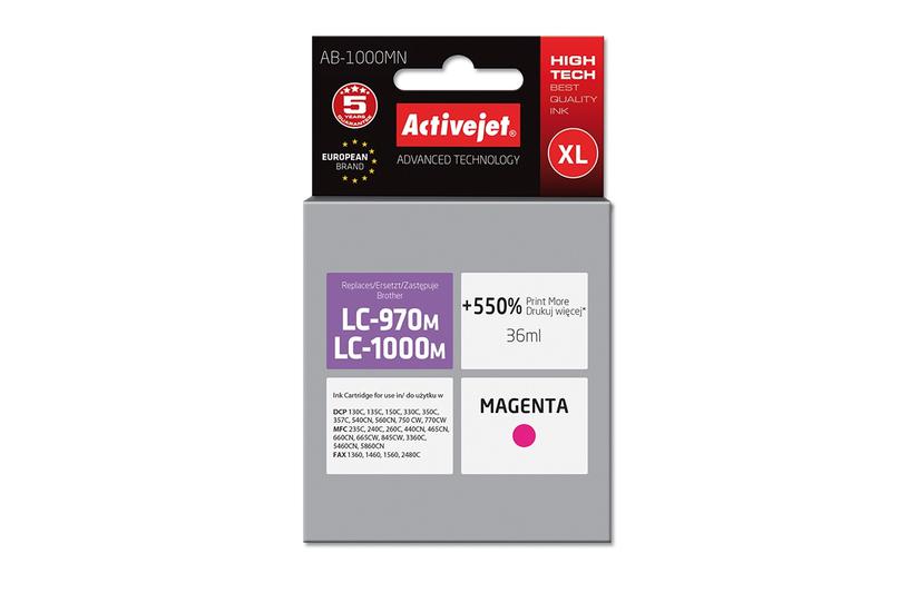 Activejet AB-1000MN bl&aelig;k (erstatning Brother LC1000M/970M; Supreme; 36 ml; r&oslash;d)