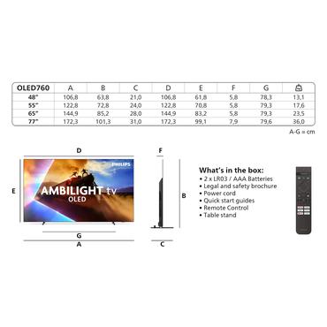 Philips 77OLED76012 195,6 cm (77") 4K Ultra HD Smart TV Wi-Fi Sort