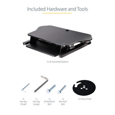 StarTech.com Corner Sit Stand Desk Converter with Keyboard Tray, Large Surface 35" x 21", Height Adjustable Ergonomic Desktop/Tabletop Standing Workstation, Supports Dual Monitors - Corner Stand Up Desk Converter (ARMSTSCORNR) - stående skrivebordsomformer - rektangulær - sort