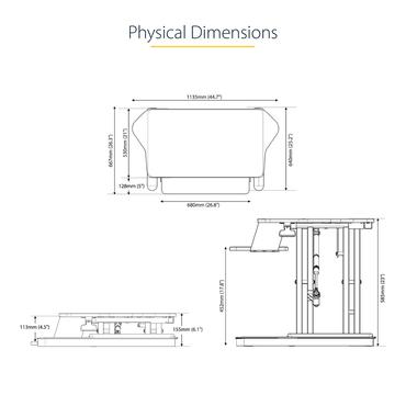 StarTech.com Corner Sit Stand Desk Converter with Keyboard Tray, Large Surface 35" x 21", Height Adjustable Ergonomic Desktop/Tabletop Standing Workstation, Supports Dual Monitors - Corner Stand Up Desk Converter (ARMSTSCORNR) - stående skrivebordsomformer - rektangulær - sort