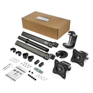 StarTech.com Sk&auml;rmmontering med tv&aring; armar - krysst&aring;ng - montering via genomf&ouml;ring/skrivbordskl&auml;mma st&auml;ll - f&ouml;r 2 monitorer - svart