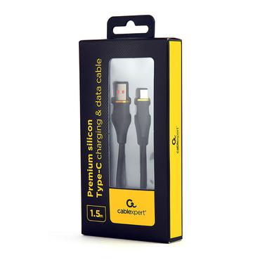 GEMBIRD Premium silicon Type-C USB charging and data cable 1.5m black