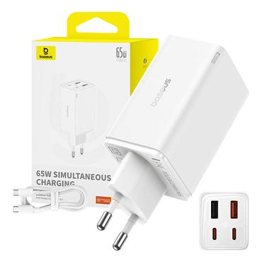 Baseus GaN6 Pro Snabbladdare 2C+2U 65W M&aring;nvit