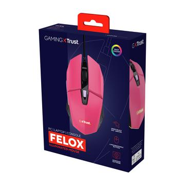 Trust Gaming GXT 109P Felox - mus - med belysning, gaming - USB - powerful pink