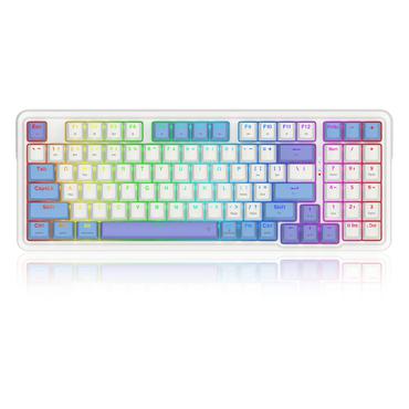 REDRAGON K664WBP-RGB-PRO Gloria Pro tastatur USB + RF Wireless + Bluetooth Hvid, Blå, Lilla