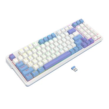 REDRAGON K664WBP-RGB-PRO Gloria Pro tastatur USB + RF Wireless + Bluetooth Hvid, Blå, Lilla
