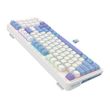 REDRAGON K664WBP-RGB-PRO Gloria Pro tastatur USB + RF Wireless + Bluetooth Hvid, Blå, Lilla