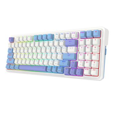 REDRAGON K664WBP-RGB-PRO Gloria Pro tastatur USB + RF Wireless + Bluetooth Hvid, Blå, Lilla