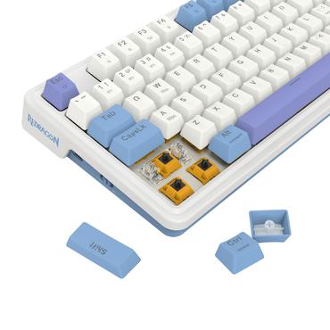 REDRAGON K664WBP-RGB-PRO Gloria Pro tastatur USB + RF Wireless + Bluetooth Hvid, Blå, Lilla