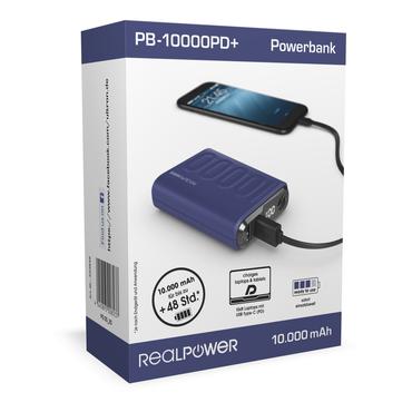 RealPower PB-10000PD 10000 mAh Marineblå