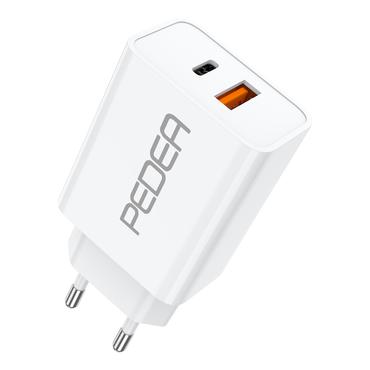 PEDEA Schnellladegerät "Dual" 20 Watt für USB Typ A/C, weiß (60040100)