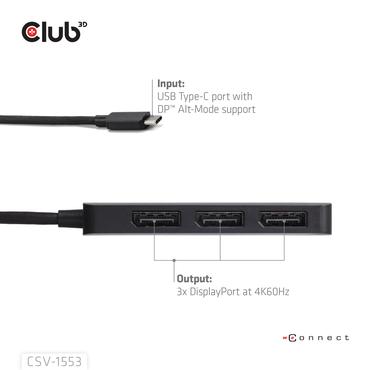 Club 3D CSV-1553 - dockningsstation - USB-C / Thunderbolt 4 - 3 x DP++