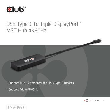 Club 3D CSV-1553 - dockningsstation - USB-C / Thunderbolt 4 - 3 x DP++