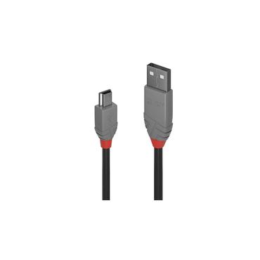 Lindy 36722 USB-kabel USB 2.0 1 m USB A Mini-USB B Sort, Gr&aring;