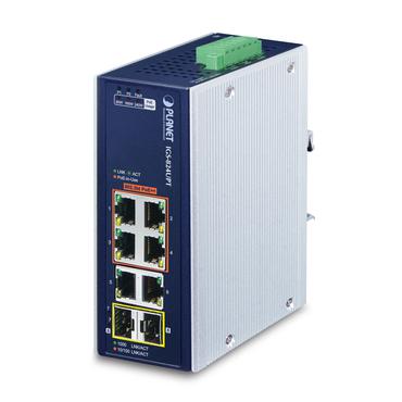 PLANET IP30 Industrial 4-Port Ikke administreret Gigabit Ethernet (10/100/1000) Strøm over Ethernet (PoE) Blå, Hvid