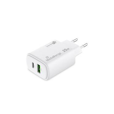 MediaRange Ladegerät 25W 2-Port 1x USB-A/1x USB-C GaN, weiß