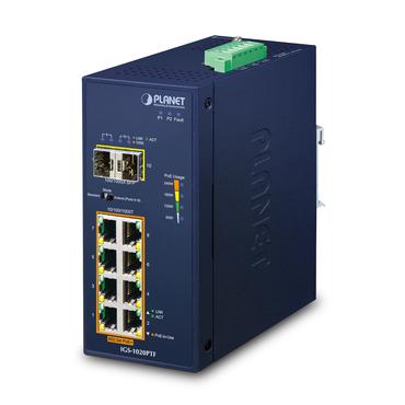 PLANET IP30 Ind 8-P 10/100/1000T Ikke administreret Gigabit Ethernet (10/100/1000) Strøm over Ethernet (PoE) Blå