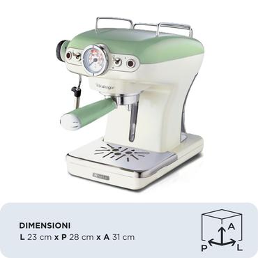 Ariete 1389 Vintage - kaffemaskin med mj&ouml;lkskummare - 15 bar - gr&ouml;n