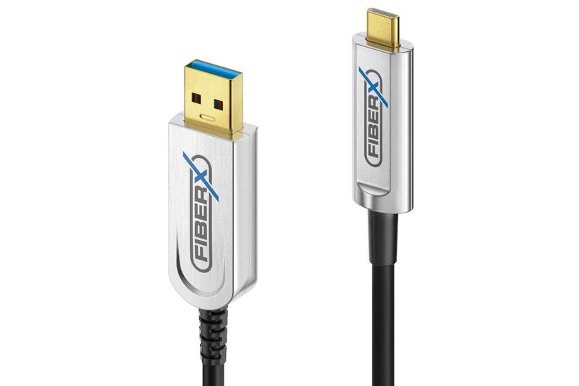 FiberX FX-I630-020 USB-kabel USB 3.2 Gen 1 (3.1 Gen 1) 20 m USB C USB A Sort, S&oslash;lv