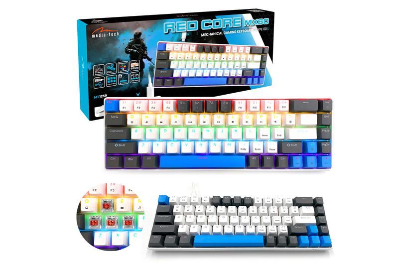 Media Tech Tangentbord - RED - Kabel - 60% - USB Type-C