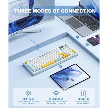 Onikuma Tastatur - Saxskift - Bluetooth, 2.4G trådløs, ledningsbunden