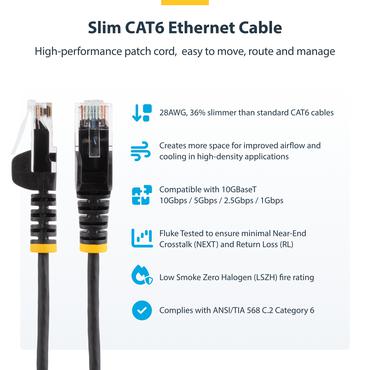 StarTech.com 3m Yellow Slim CAT6 Ethernet Cable, Snagless, 28AWG, LSZH - patch-kabel - 3 m - gul