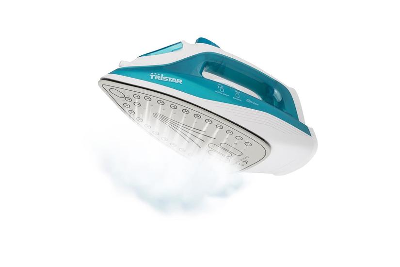 Tristar ST-8300 strygejern Dampstrygejern Keramisk stryges&aring;l 2000 W Turkis, Hvid