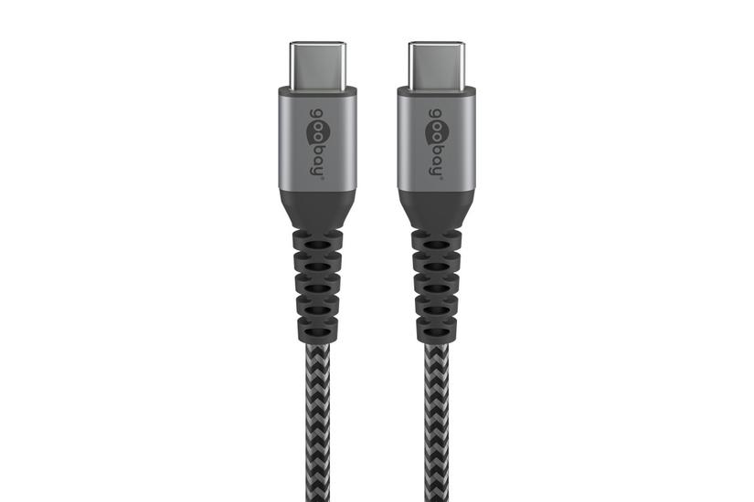 Goobay 49302 USB-kabel USB 2.0 1 m USB C Gr&aring;, S&oslash;lv