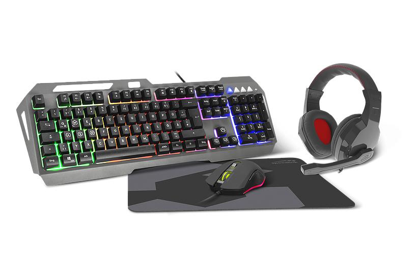 SpeedLink LUNERA Kabelgebunden, USB Gaming-Tastatur, Maus-Set Beleuchtet, Multimediatasten Deutsch, QWERTZ, Windows® Schwarz (SL-670305-BK)