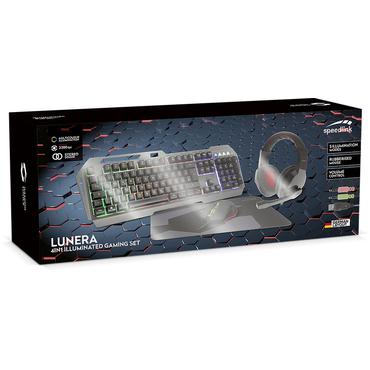 SpeedLink LUNERA Kabelgebunden, USB Gaming-Tastatur, Maus-Set Beleuchtet, Multimediatasten Deutsch, QWERTZ, Windows® Schwarz (SL-670305-BK)