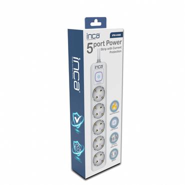 INCA Steckdosenleiste IPW-44GB  5fach, LED Anz. Wei&Atilde;    1,5m