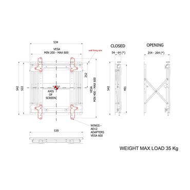 Multibrackets M Public Video Wall Mount Push Slim konsol - för LCD-display - svart