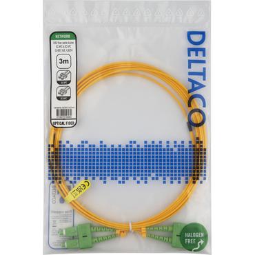 Deltaco OS2 Fiber cable, SC - SC, duplex, APC/APC, 3,0m