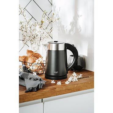 Adler AD 1372B elkedel 0,6 L 800 W Sort, Metallic