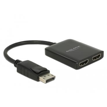 Delock DisplayPort 1.4 Splitter 1 x DisplayPort to 2 x HDMI MST - video/audiosplitter - 2 portar
