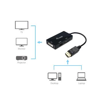 Equip 133441 videokabel adapter 0,24 m DisplayPort DVI-D + VGA (D-Sub) + HDMI Sort