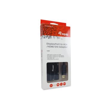 Equip 133441 videokabel adapter 0,24 m DisplayPort DVI-D + VGA (D-Sub) + HDMI Sort