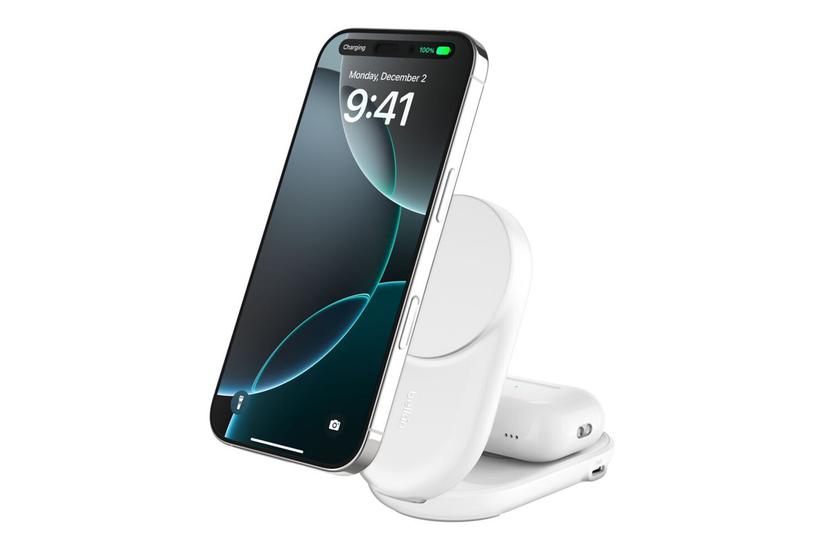 Belkin Ultracharge Trådløs Opladningsstander Qi2 Magnetisk Foldbar + Strømadapter Pin Usb Watt