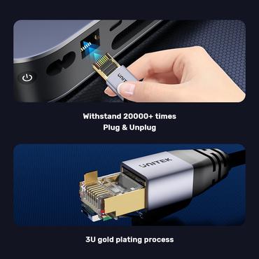 Unitek kabel Ethernet RJ-45 LAN, patchcord cat.8 (S/FTP), przewód sieciowy 2m