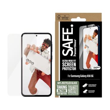 PanzerGlass SAFE. by ® Skærmbeskyttelse Samsung Galaxy A56 5G | Ultra-Wide Fit m. EasyAligner