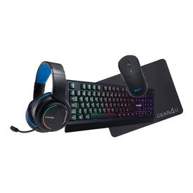 Gear4U 4-IN-1 Gaming Combo - tastatur, mus, headset og musepudesæt - Nordisk - sort