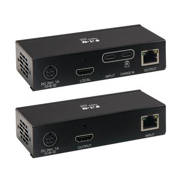Eaton Tripp Lite Series USB C to HDMI over Cat6 Extender Kit with KVM Support, 4K 60Hz, 4:4:4, Transmitter/Receiver, USB, PoC, HDCP 2.2, up to 230 ft., TAA; - f&ouml;rl&auml;ngd r&auml;ckvidd f&ouml;r audio/video - HDMI, USB-C - TAA-kompatibel